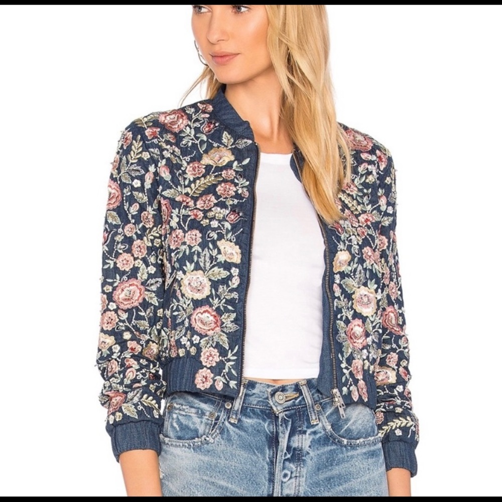 Needle & Thread Embroidered Floral Flower Jacket